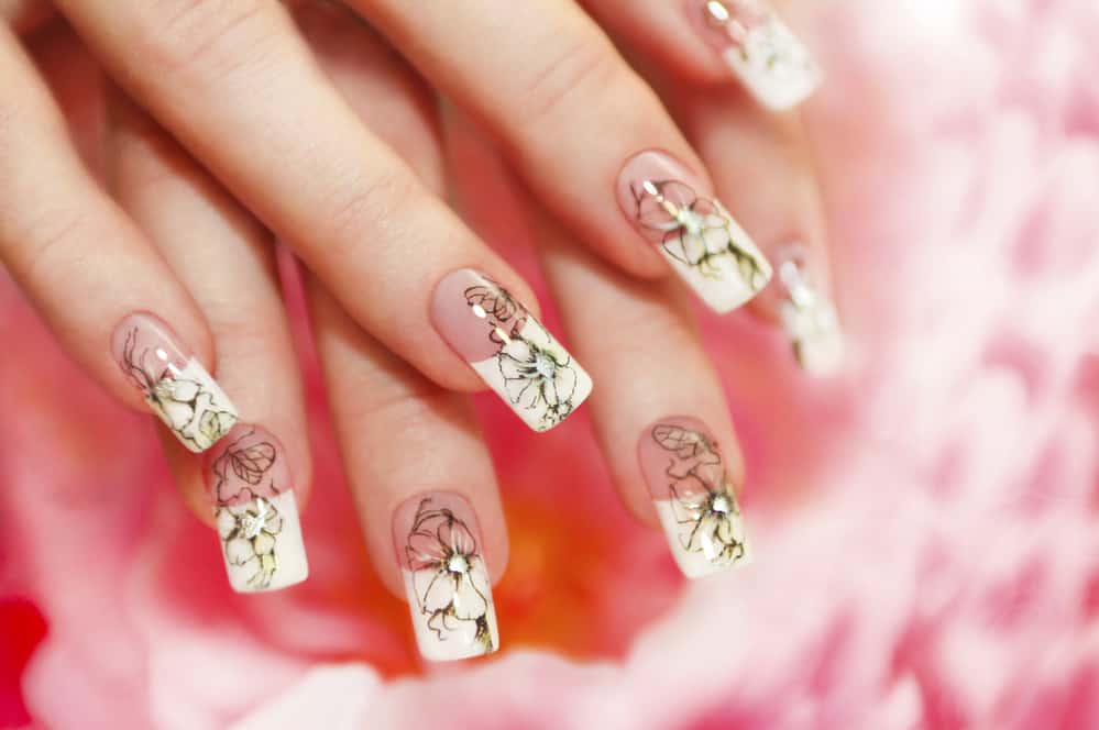 Floral French manicure