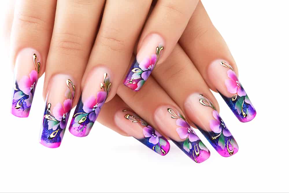 Floral design on nails