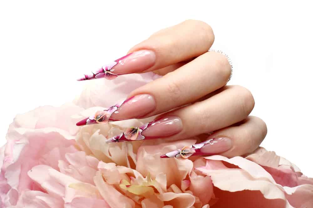 Manicured acrylic nails