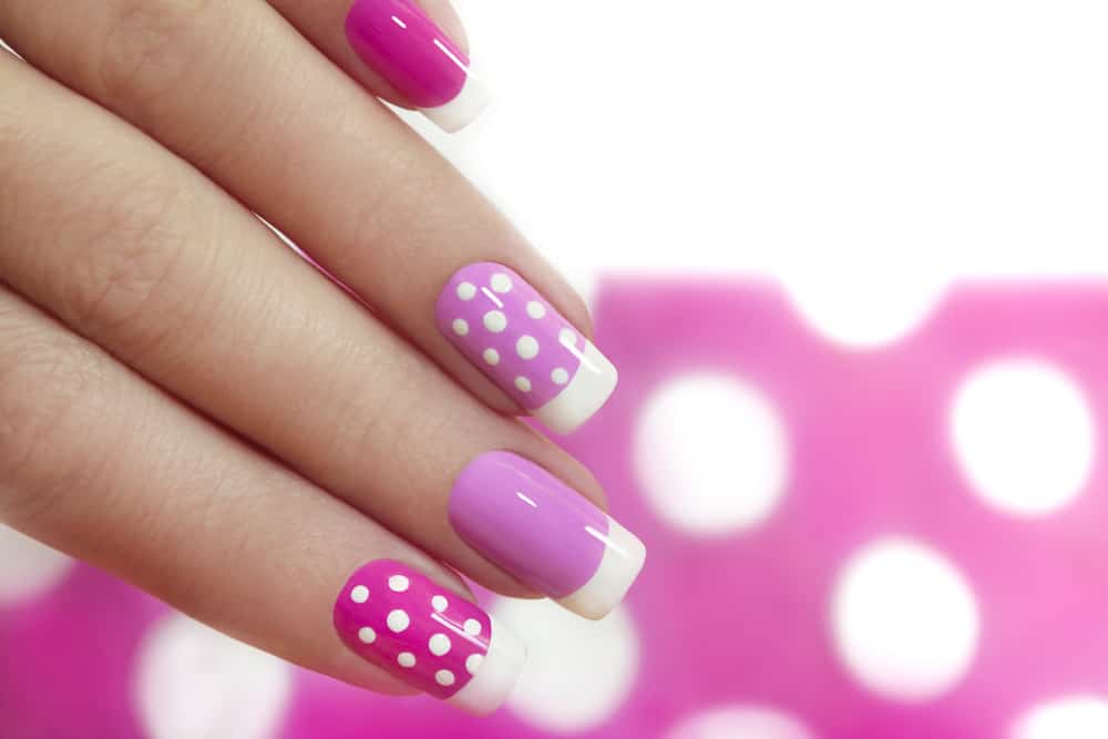 Nail design with white dots