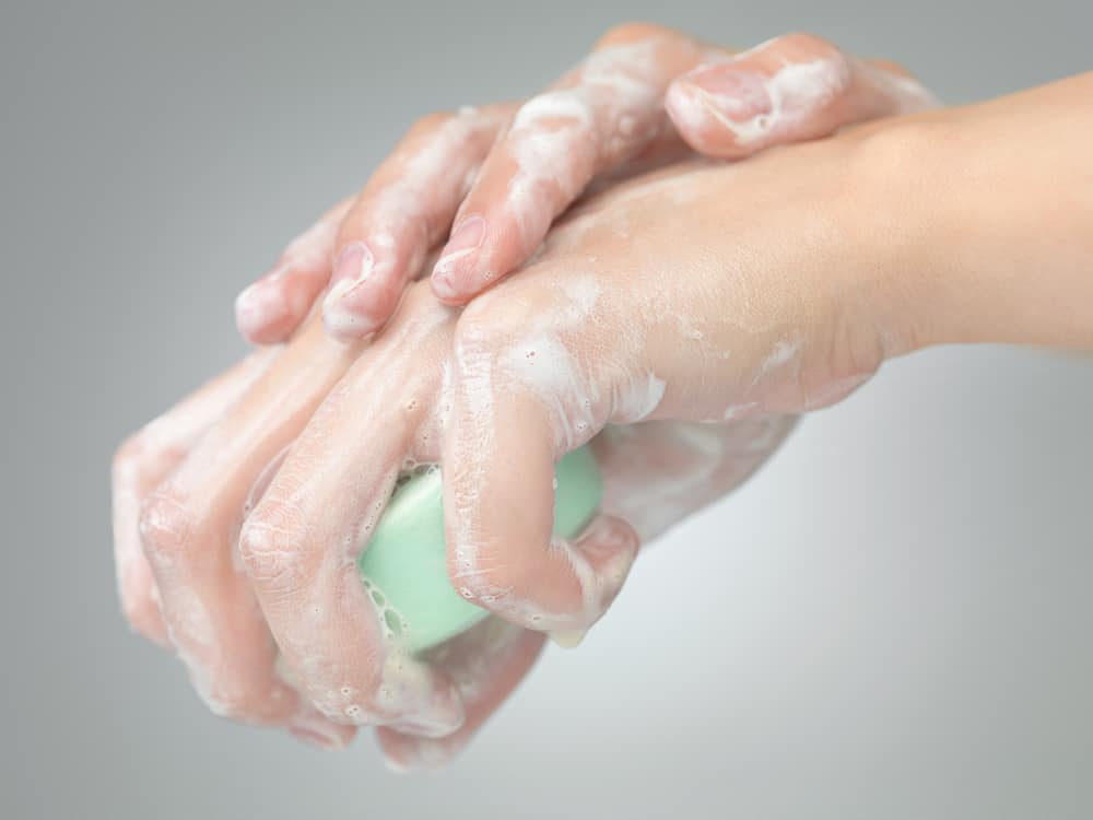 Washing hands with soap