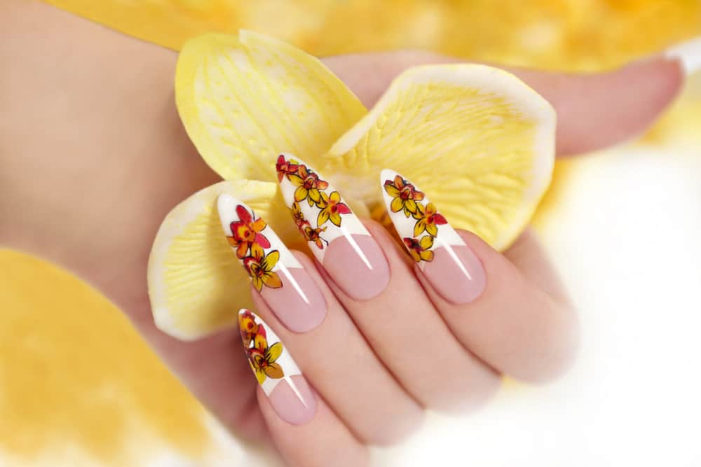 Yellow orchid nails