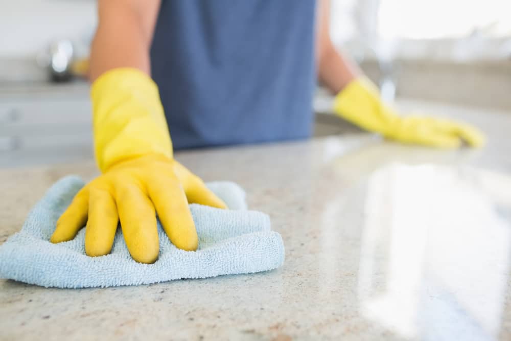 cleaning with gloves