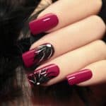 Burgundy manicure.