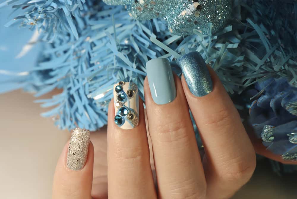 Christmas winter nail design with different colors