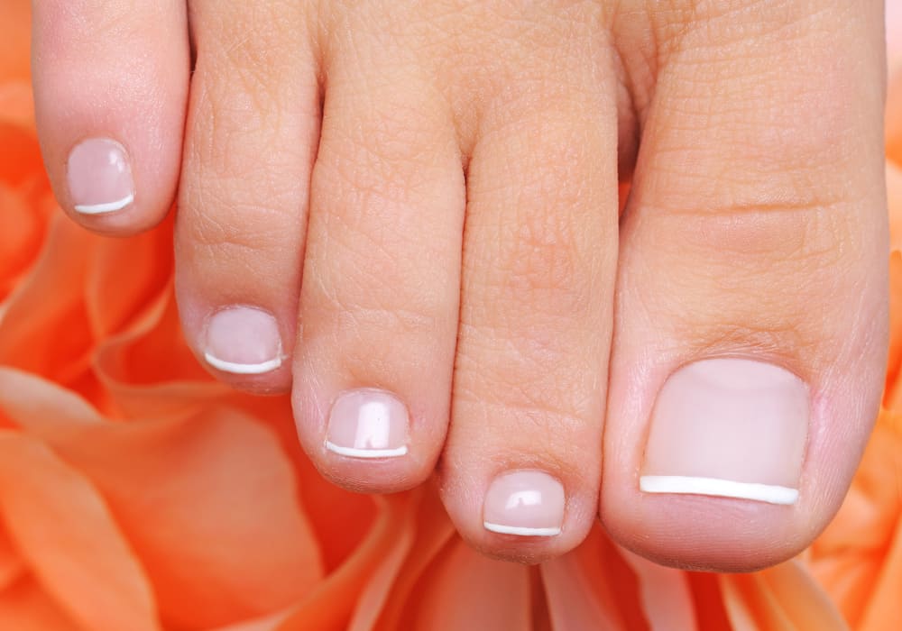 french pedicure on a well-groomed toys