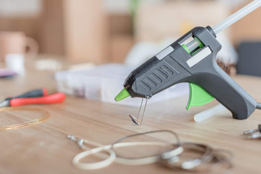 Table with tools for handmade accessories