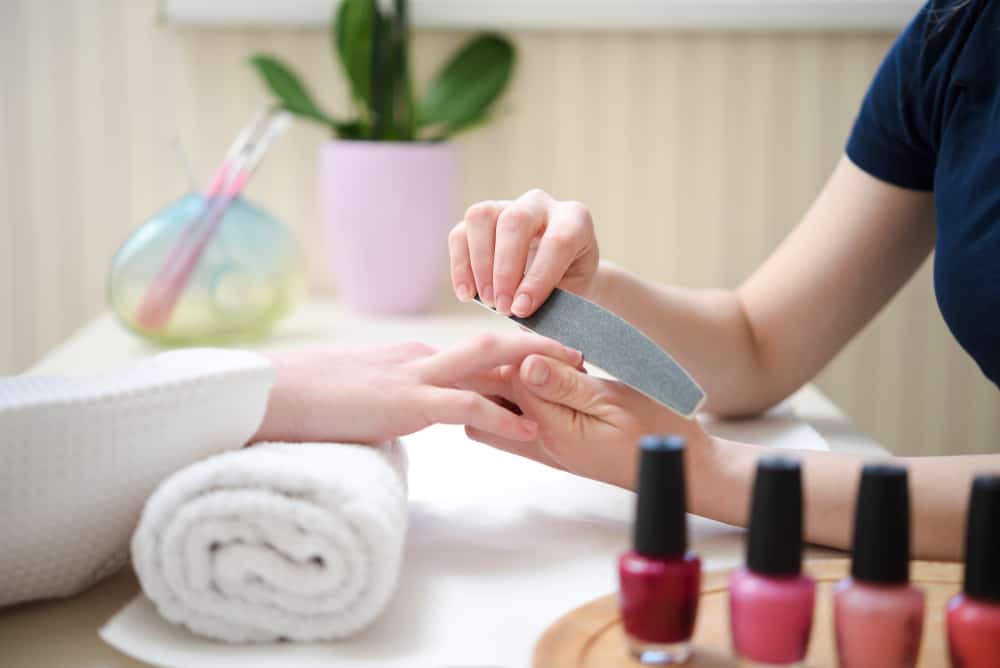 Manicure treatment in spa salon