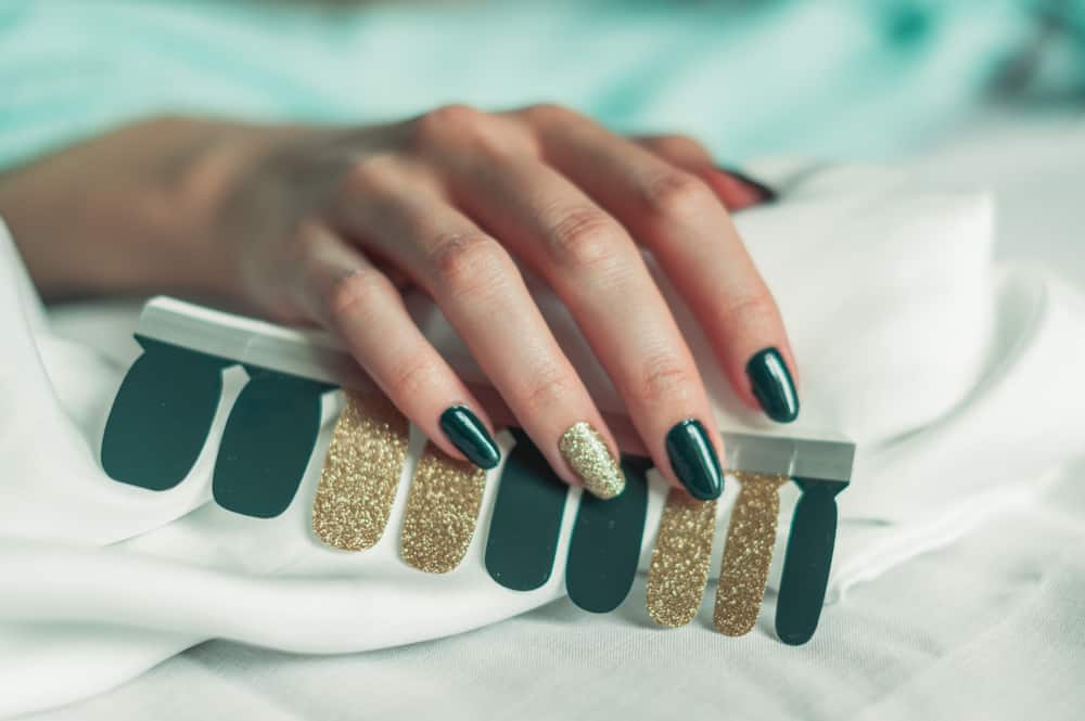 Nail wraps, colourful nails, woman's hands and nails